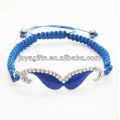 2014 Großhandel gewebt shamballa Armband Diamante blau Schnurrbart blauen Draht gewebt Armband